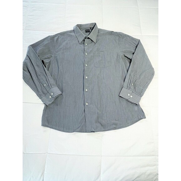 Arrow Men’s Size XL Slim Fit Striped Dress Shirt Button Up Long Sleeve Gray - Picture 1 of 3